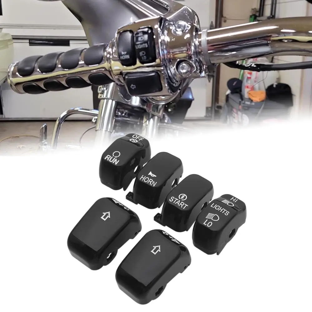 Motorcycle Hand Control Switch Caps Button Covers Kit For Harley Sportster 883 1200 XL Dyna VRSC Road King 1996-13 Accessories