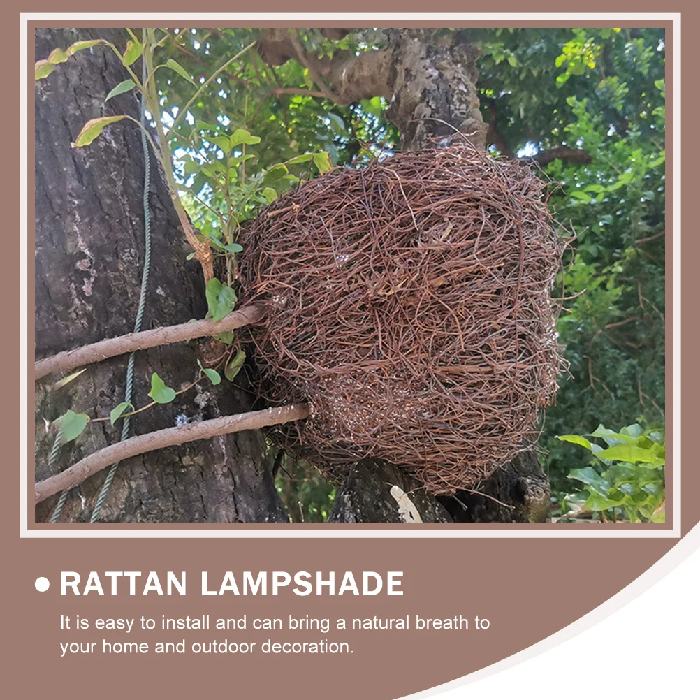 

1 шт. поддельный абажур из ротанга, дизайн птичьего гнезда, прочный чехол для лампы для декора сада, патио, длительный срок службы, аксессуар для лампы в деревенском стиле