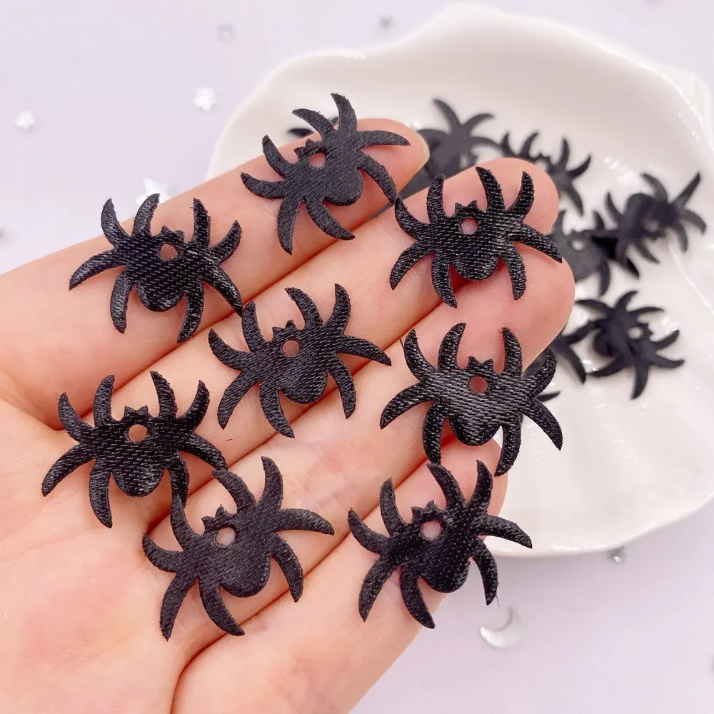 200PCS Felt Fabric Cool Black Spider Cute Patches DIY Craft Applique for Clothing Hairpin Parts Halloween Decor Craft E752