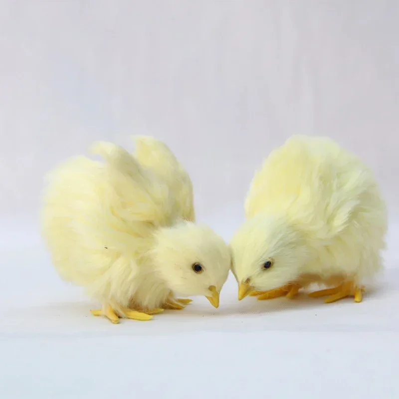 Soft Plush Yellow Chicken Toys Simulation Animal Figurines Doll Table Decoration Easter Realistic Chick Miniature Model Ornament