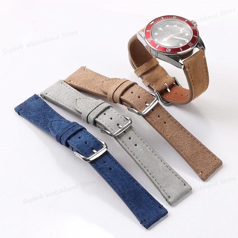 Винтажный замшевый ремешок из натуральной кожи для часов Omega, быстросъемный спортивный браслет для Huawei GT4 для мужчин и женщин, 20 мм 22 мм