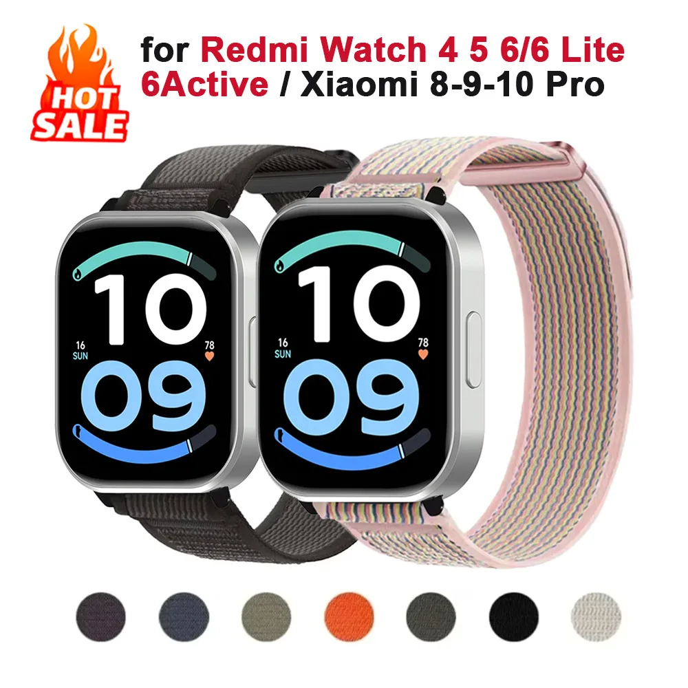 Nylon Loop Strap for Redmi Watch 6 Active/6 Lite 6 5 4 Sport Band Watchband Correa for Xiaomi Smart Band 10-9-8 Pro Bracelet