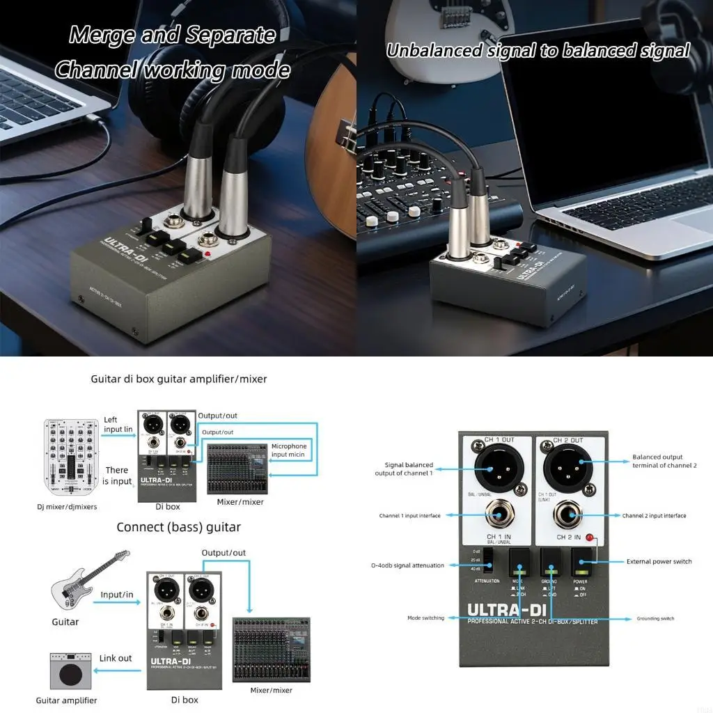 193A Active Direct Injection Box Accurate Transfer For Guitar Bass Keyboards