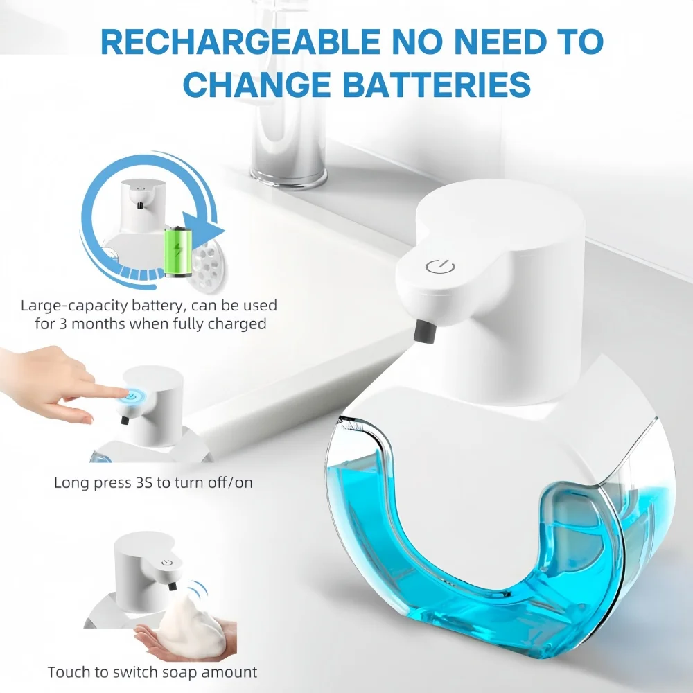 Dispensador de sabão líquido automático touchless sensor infravermelho mão livre sabão mão sensor dispensador inteligente máquina espuma carregamento usb