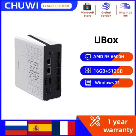 CHUWI UBox Mini PC AMD R5 16GB DDR5 512GB 6600H 6-Core 12-Thread Computer PCIe 4.0 SSD WiFi 6 BT5.2 Mini PC Desktop Computer