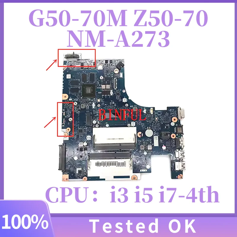

Материнская плата для ноутбука Lenovo Ideapad G50-70M Z50-70 NM-A273 с процессором i3 i5-4210U i7-4510U GT820M/GT840M 2 ГБ 4 ГБ графического процессора 100% тестирование
