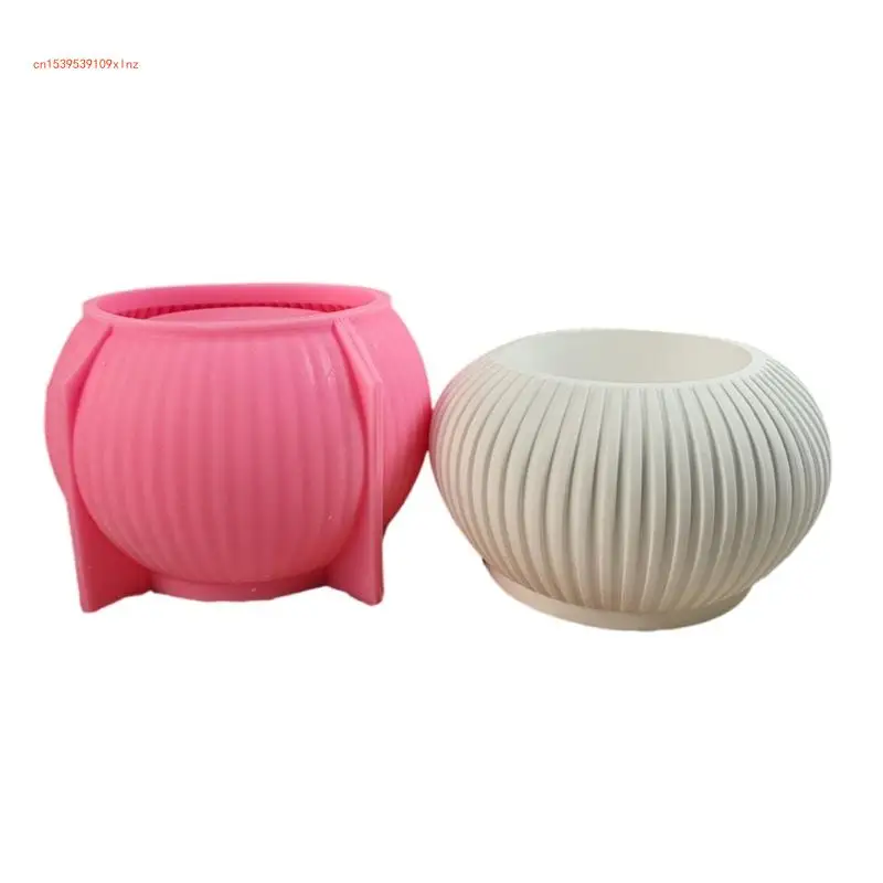 

Lovely Stripe Cement Planter Silicone Mold Flexible Craft Tool for Home and Office Desk Garden Ornaments Decoration