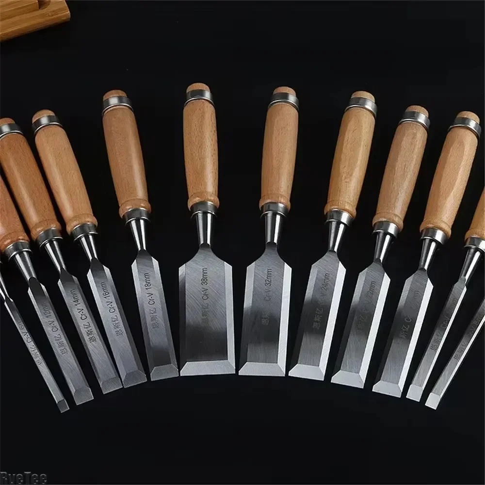 Handled Wood Flat Chisel 18-38mm Woodworking Chisel DIY Woodwork Tools Woodworking Plane Carving Knife