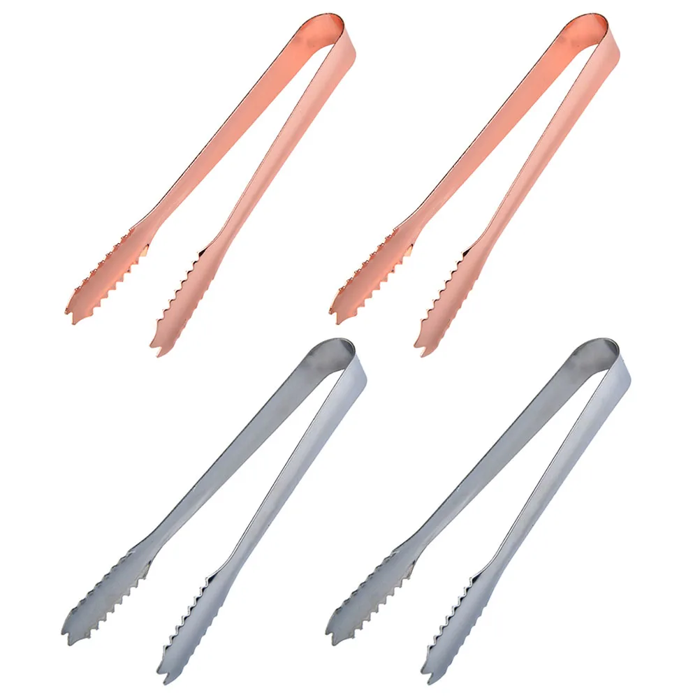 

4Pcs Stainless Steel Bar Tongs Kitchen Cafe Restaurant Tools Ice Food Serving Heat Resistant Corrosion Proof Lightweight