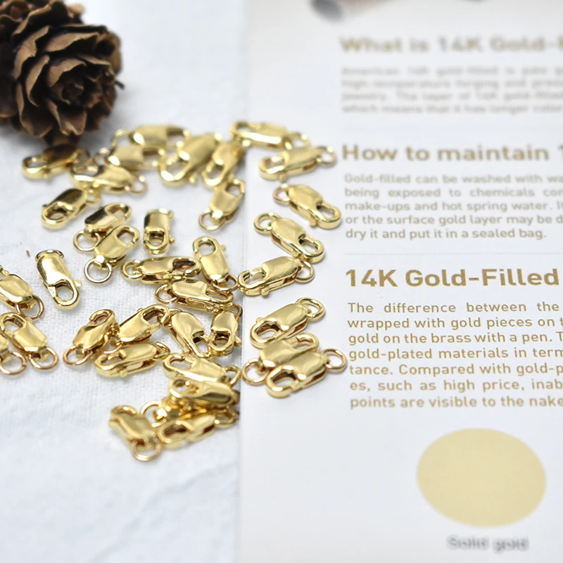14K Goldfilled Karabinerverschluss mit offenem Ring, Großhandelsbedarf für Armbänder, Halsketten und handgemachten Schmuck – Detail 10