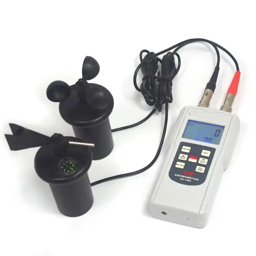 Handheld Anemometer Gauge with Multimeasurement Unit Conversion Data Memorized 24 Groups