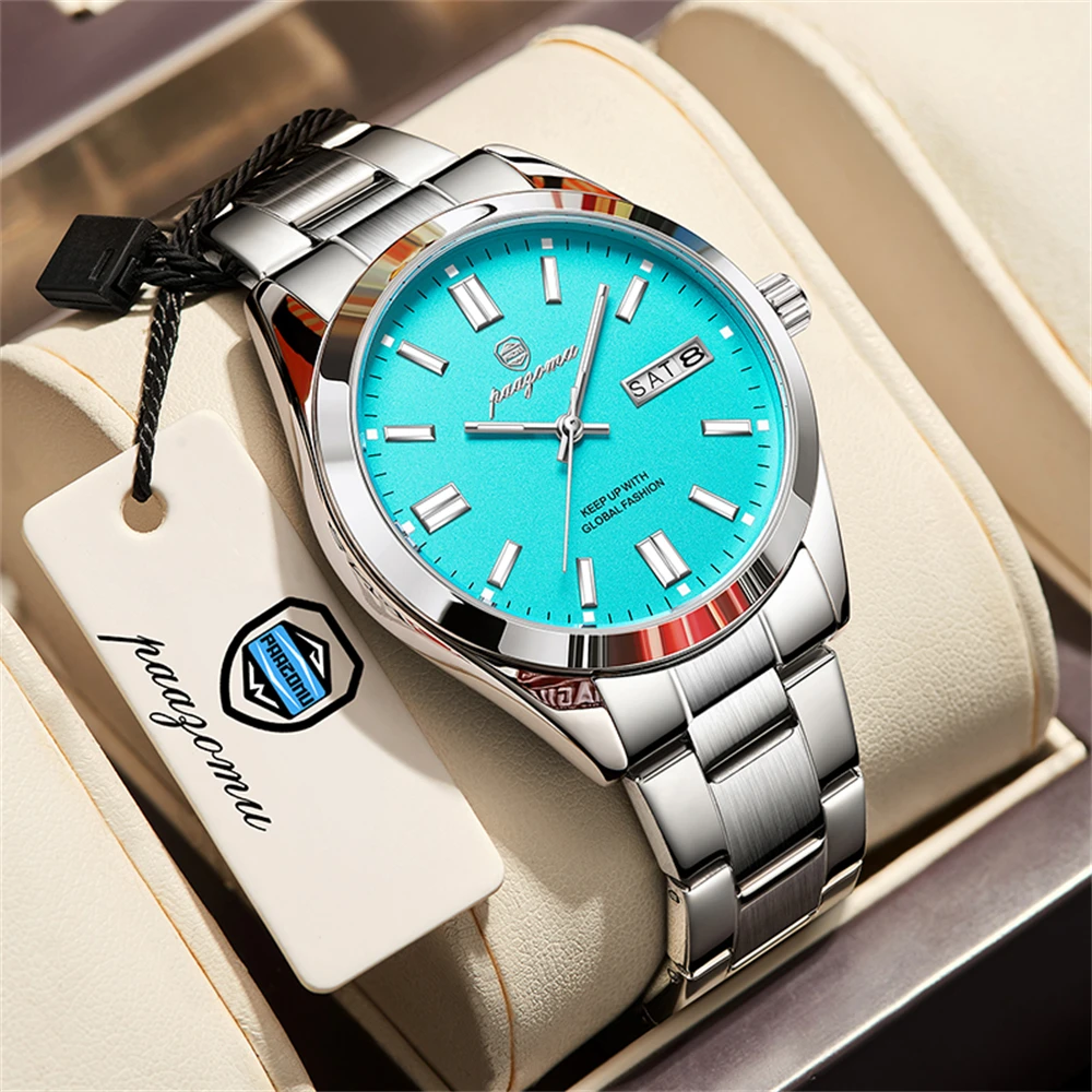 

PAAZOMU Роскошные спортивные мужские наручные часы из нержавеющей стали, водонепроницаемые мужские часы с датой, высокое качество, повседневные модные кварцевые мужские часы