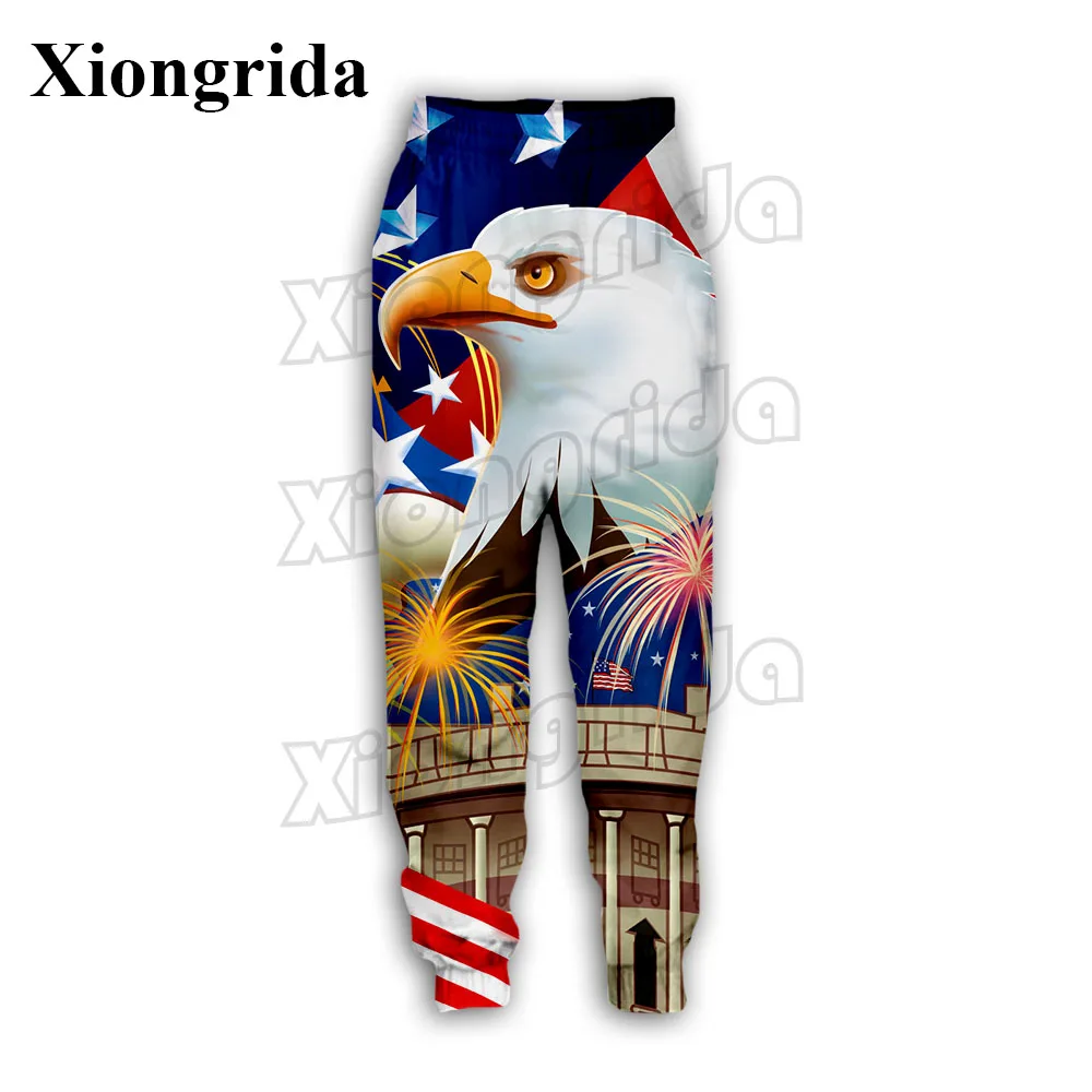 USA Flag Print Pants Mens Casual American Stars and Stripes 3D Printed Trousers Unisex Fashion Sweatpants Joggers Harajuku Stree