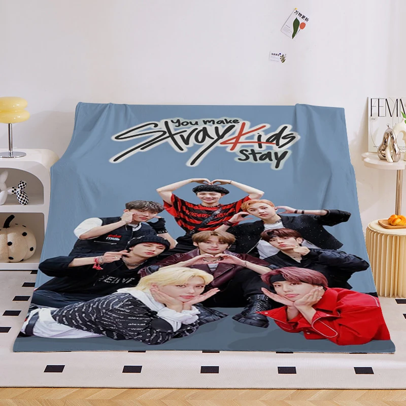 

King Size Blanket Sofa Winter A-Stray A-Kids Kpop Warm Bed Fleece Camping Custom Nap Fluffy Soft Blankets Microfiber Bedding