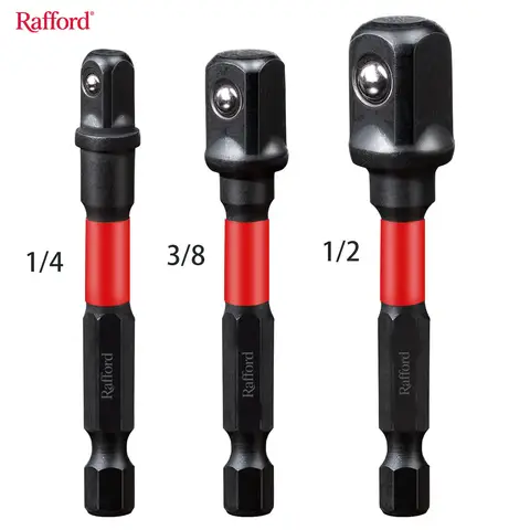Rafford 3Pcs Impact Socket Adapter Set,1/4" 3/8" and 1/2" Drive, , Adapt Your Power Drill to High Torque Impact Wrench