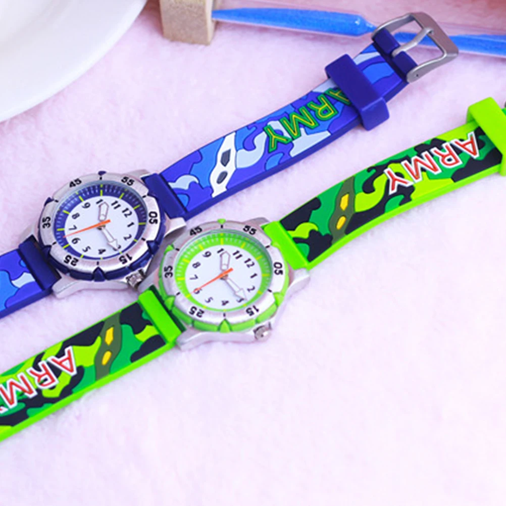 Children's Watch Watches for Kids Toddlers Camouflage Pvc Classic Wrist Cartoon