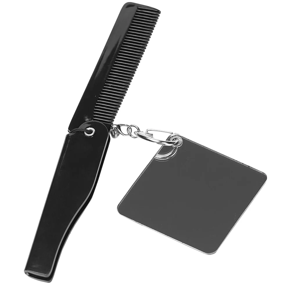 Folding Comb Travel Mens Beard Keyring Mirror Comb: Plastic Foldable Fine Tooth