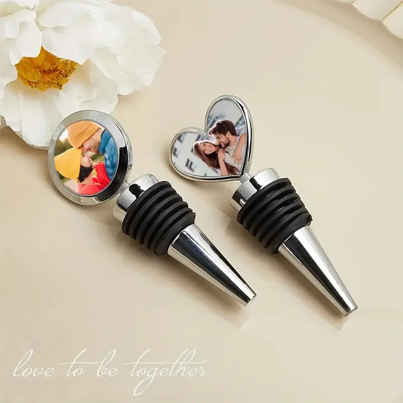 Personalized Wine Stopper with Custom Photo & Name - Perfect Valentine's Day Gift for Him or Her, Reusable Silicone Cork for Bev