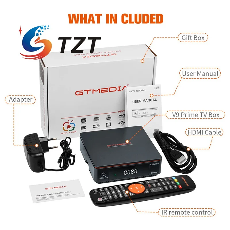 

TZT GTMEDIA V9 Prime Satellite TV Receiver Box TV Box for Android Supports DVB-S2X/S2/S2X 1080P Output