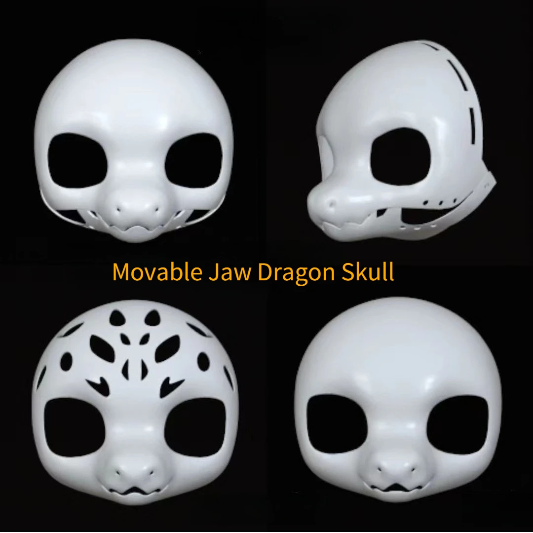 

Kemono Base Mask Movable Jaw Short Snouted Dragon Skull Shell PLA Material 3DPrinting Fur Animal Set DIY Material Accessories
