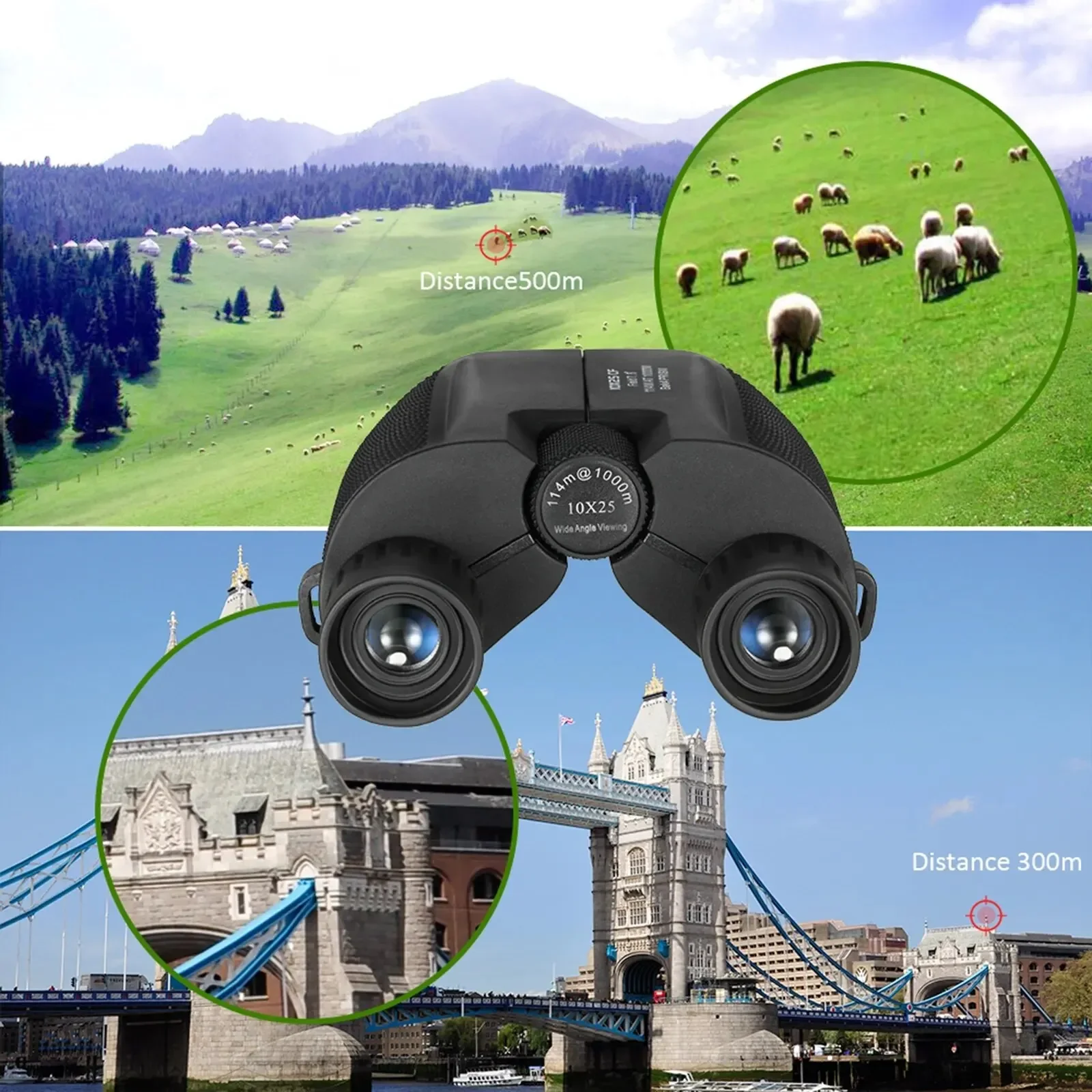 10x25 BAK4 بريزم مناظير محمولة عالية الطاقة المهنية الصيد تلسكوب جيب نطاق للرياضة المعيشة مع بصري واضح #2