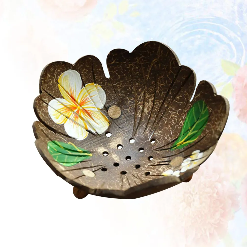 

Cute Sponge Dish with Drain Portable Soap Holder Coconut Shells Kitchen Sink Case for Bathroom Self-draining Shower