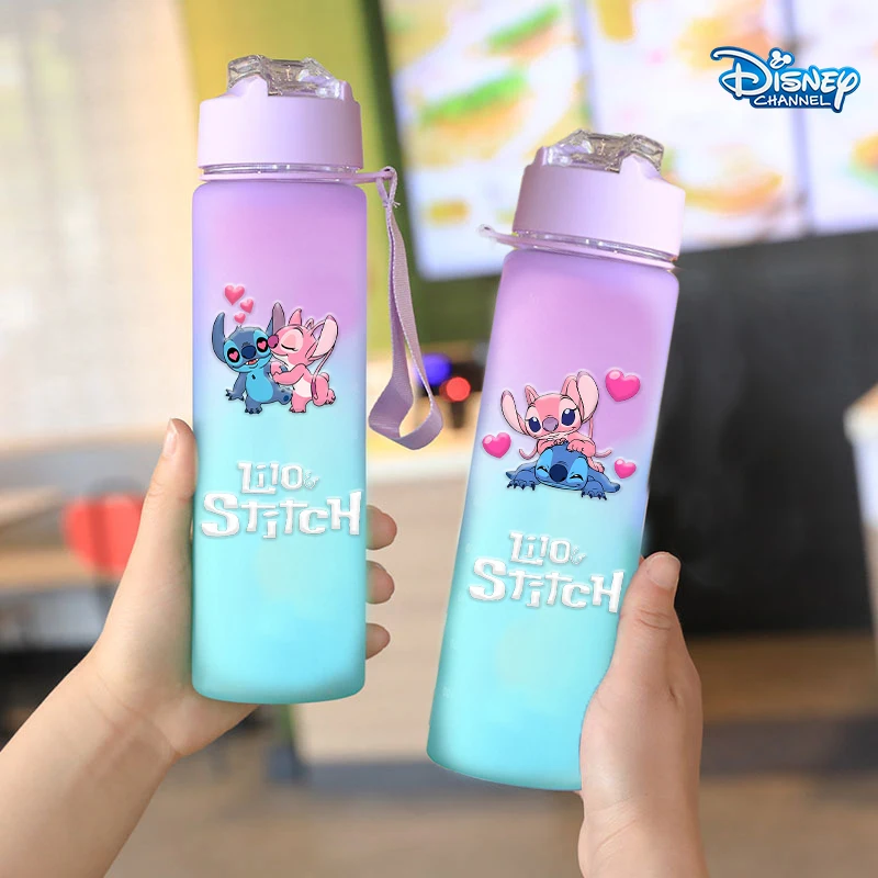 

New 750ML Lilo & Stitch Gradient Water Bottle Disney Anime Large Capacity Water Cup Boy Girl Portable Outdoor Sports Water Cups