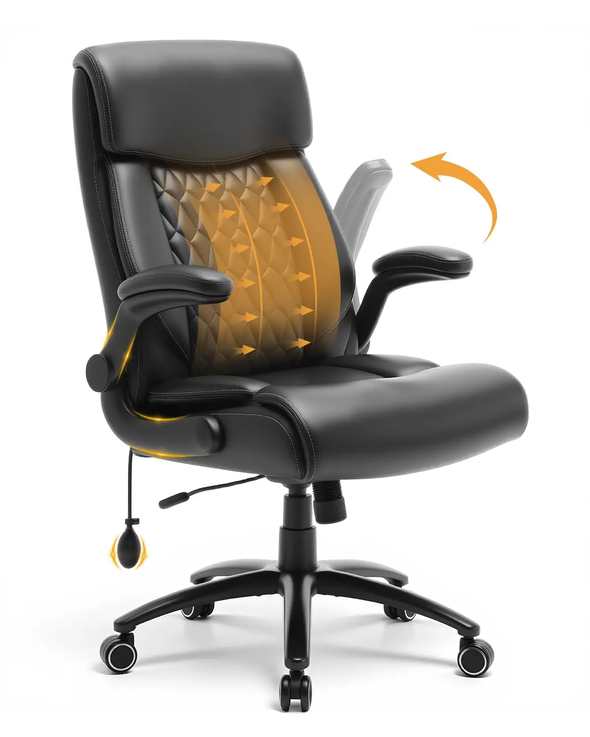 

Большое и высокое офисное кресло емкостью 400 фунтов, прочное офисное кресло с мягкими откидными подлокотниками, регулируемой поясничной опорой и наклонным замком,