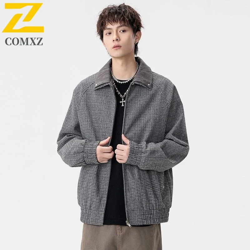

COMXZ Мужская куртка с отложным воротником, износостойкие мотоциклетные куртки для приключений на открытом воздухе, модная ветрозащитная осенняя одежда для путешествий