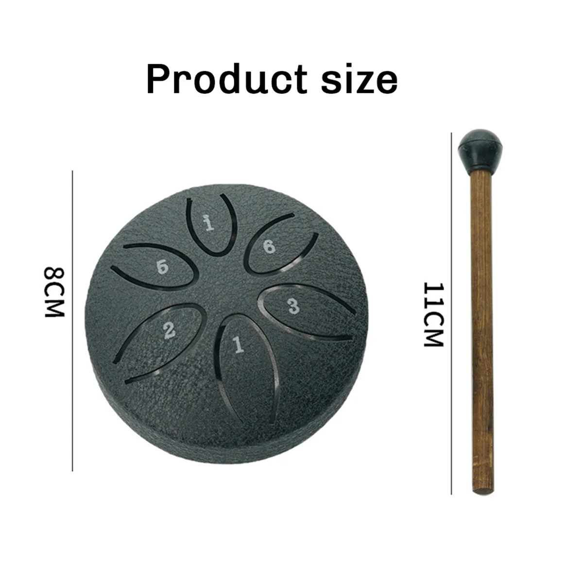 Rain Drum for Outside, Steel Tongue Drum 6 Notes 3 Inches Chakra Tank Drum Steel Percussion Padded Mallets Black