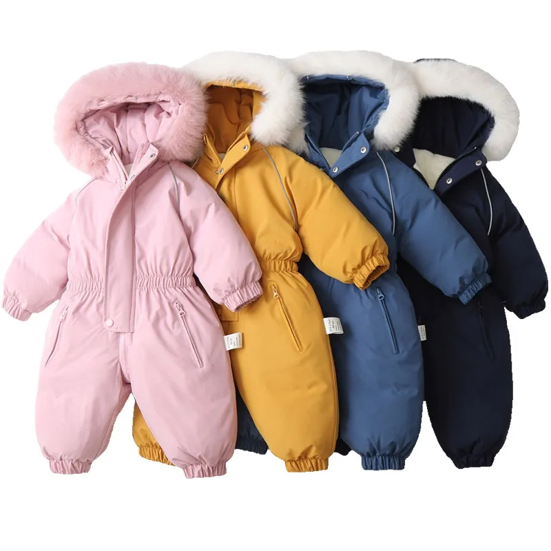 Children Winter Ski suit Baby Jumpsuit Windproof Warm Overalls toddler winter Clothing coat Romper Outerwear
