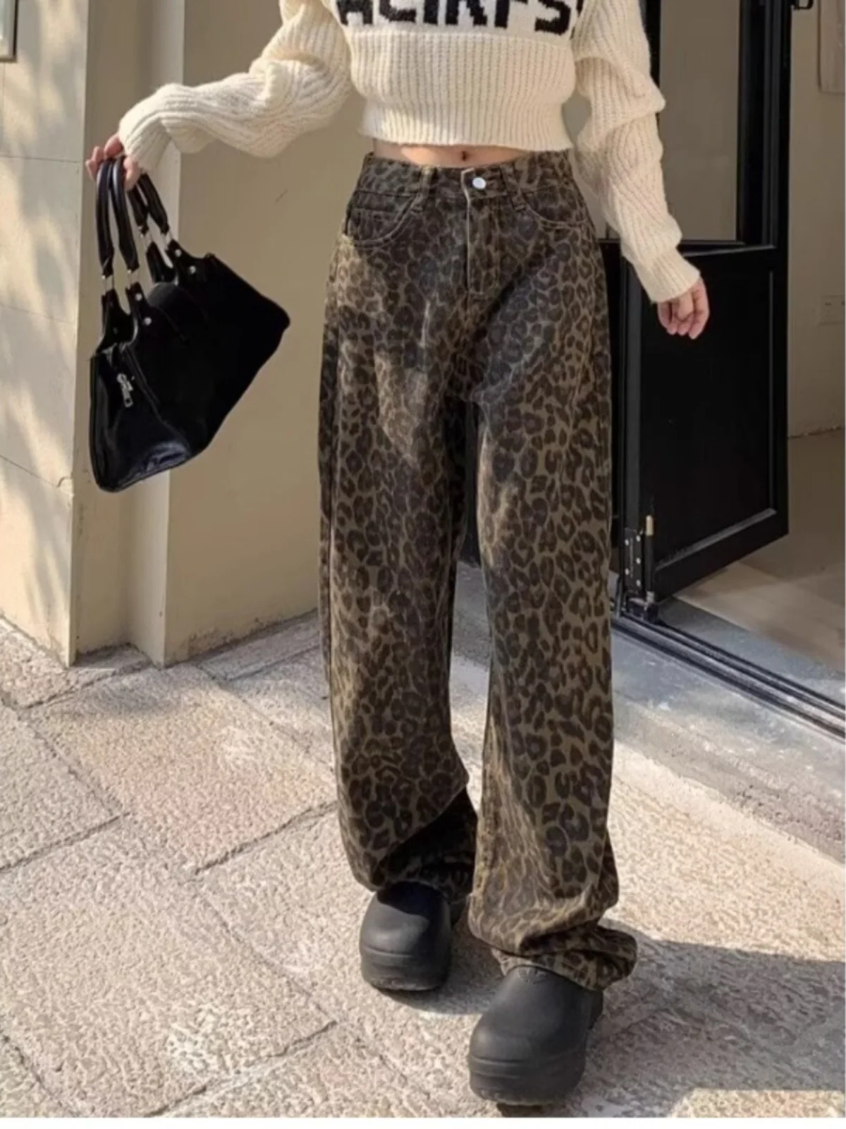 American Sle Yellow High Waist Loose Women's Jeans Spring New Loose Wide Leg Straight Long Trousers Faionable