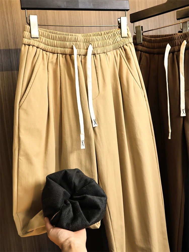 

Мужские повседневные брюки в стиле ретро с хлопковой подкладкой и прямыми штанинами, теплые многослойные брюки из ткани Cosite, осенне-зимние брюки