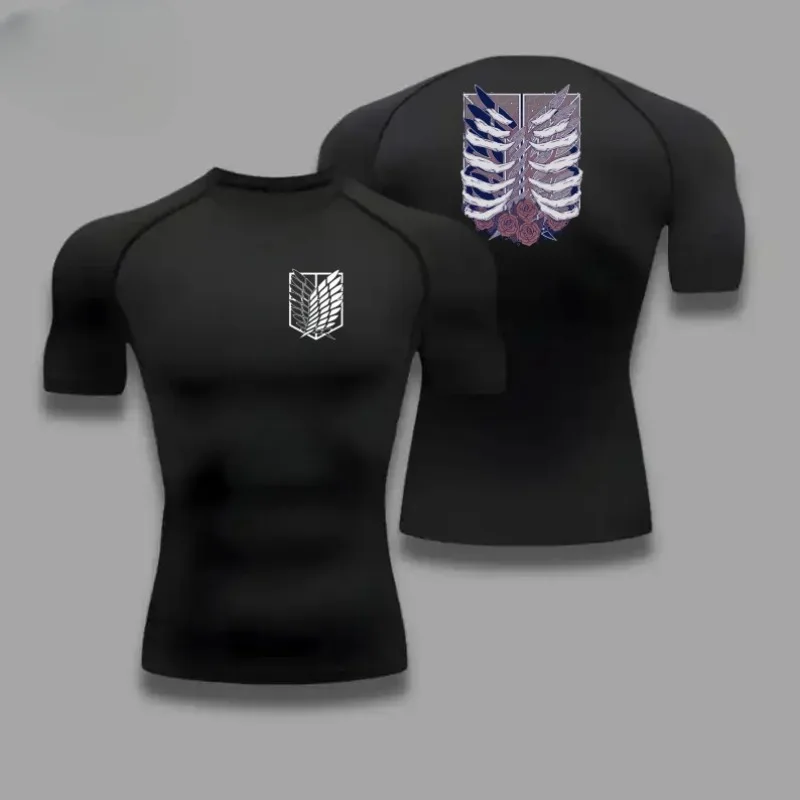 Comfortable Fitness T-shirt Men Scout Regiment Graphic Breathable Slim Fit Top Summer Gym Jogging Training Elastic Fitness Suit