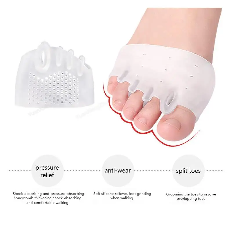 Five-hole Honeycomb Forefoot Pads Metatarsal Pad Silicone Gel Foot Care Pain Relief Cushions Women Toe Separator Hallux Valgus