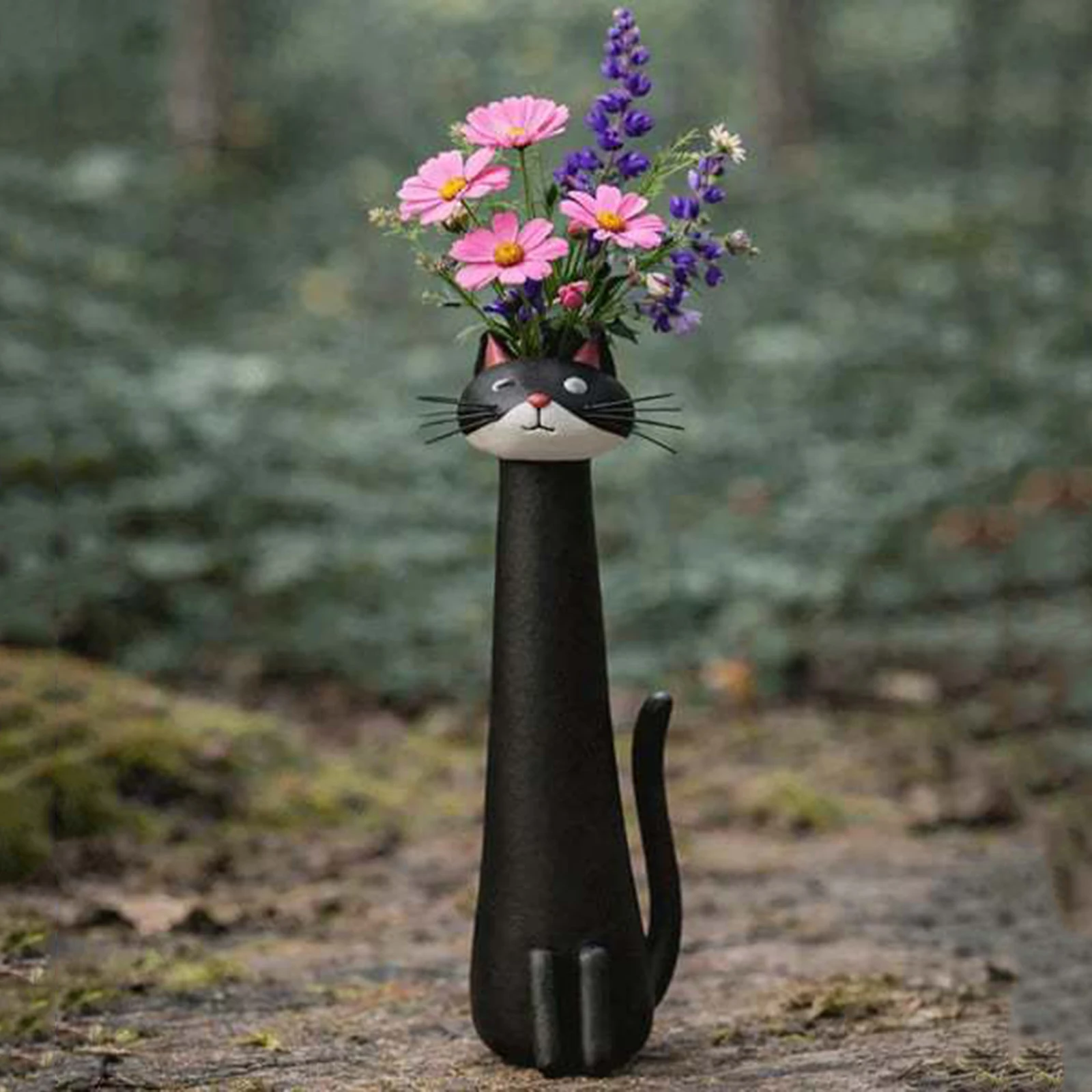 2026 Handcrafted Cat-shaped Flower Vase Modern Whimsical Resin Cat Vase Creative Ornaments For Home, Office, Living Room Decor