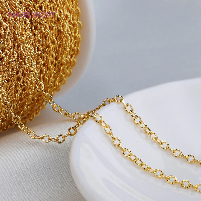 Wholesale Bulk Chains For Jewelry Making,14K Gold Plated Brass Metal Loose Chains DIY Handmade Jewellery Making Supplies