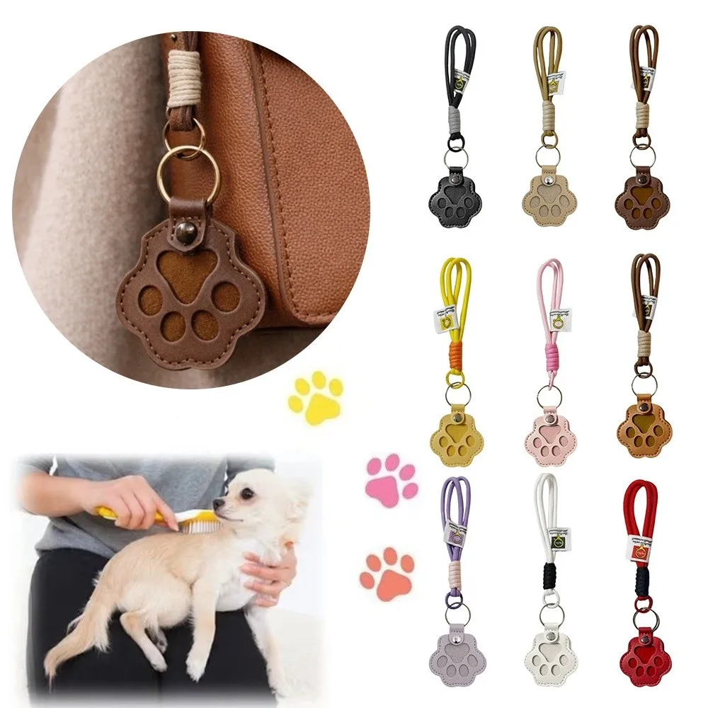 Pet Collection Gift Leather Pet Hair Keychain Refillable Charm Decoration Cat Fur Storage Pendant Paw Shape Cat Paw Cat Dog Fur