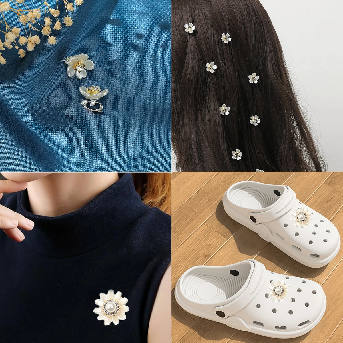 20/40 Stück Imitationsperlen Strass Harzblumen für Schmuckherstellung DIY Handwerk Kopfbedeckungen Kleidung Hüte Dekorationszubehör – Detail 2