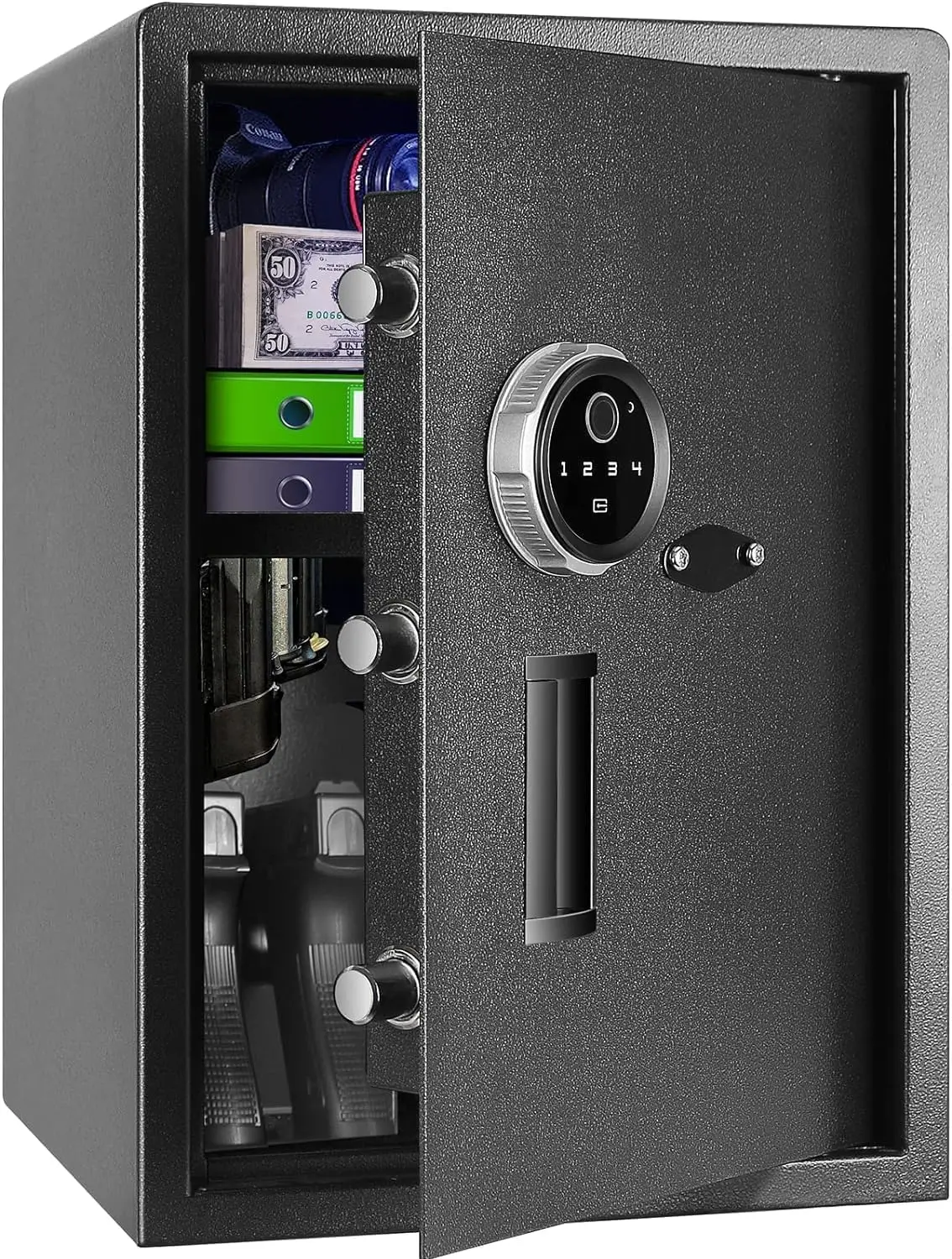 Security Biometric Fingerprint Safe, Steel Lock Box Safe for Home/Office/Hotel, Secure Handgun, Documents, Jewelry, Valuables -