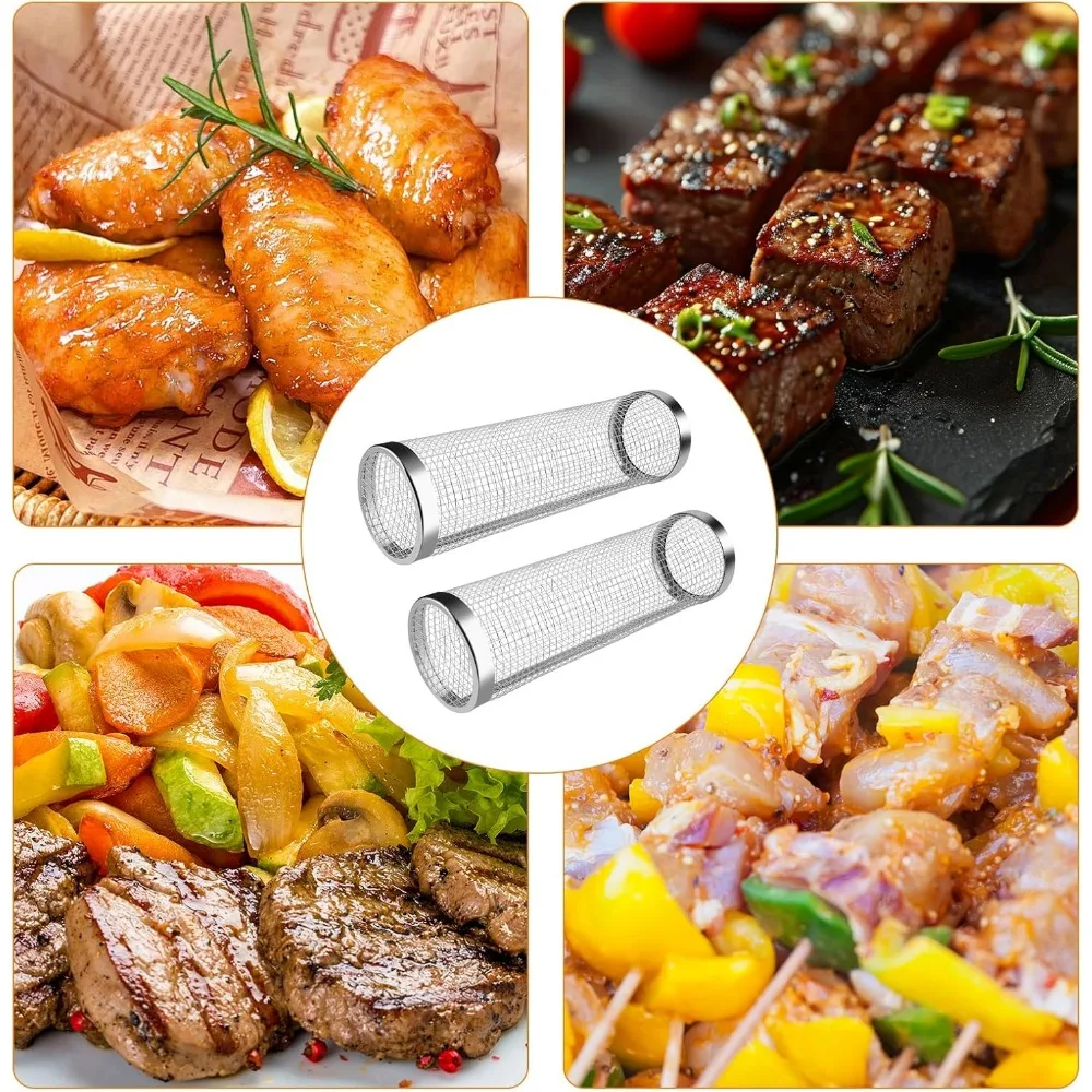 

Multi-Purpose Grill Brush Rolling Grill Drum Grill Stainless Steel Barbecue Accessories for Outdoor Cooking（2pcs）3-in-1