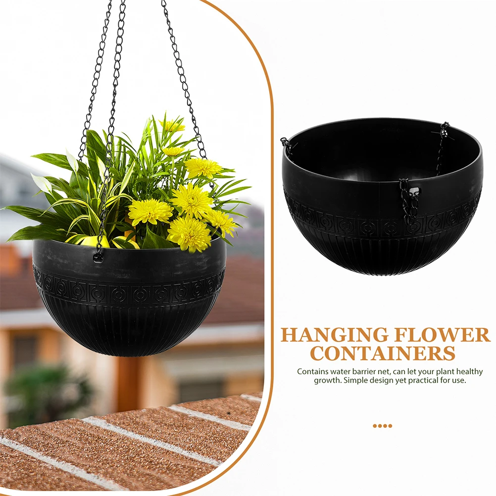 

2Pcs Self Watering Hanging Planters Thickened Flower Pots Small White Plastic Wall Planter With Net For