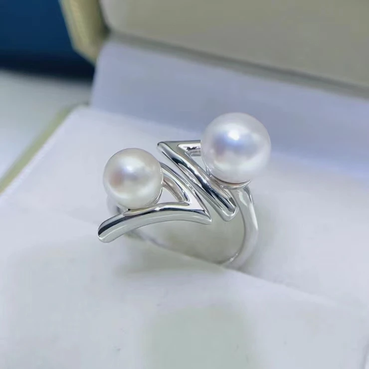 Wholesale 925 Sterling Silver Adjustable Ring Mount Settings Findings Mountings Accessory Parts for 6-8mm Pearls 5pcs/lot