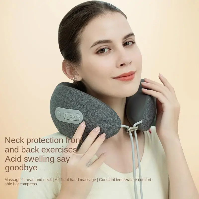 

New U-Shaped Neck Protection Pillow Electric Heating Support Hold Massage Pillows Improvement Sleep Body Health Care Pillow