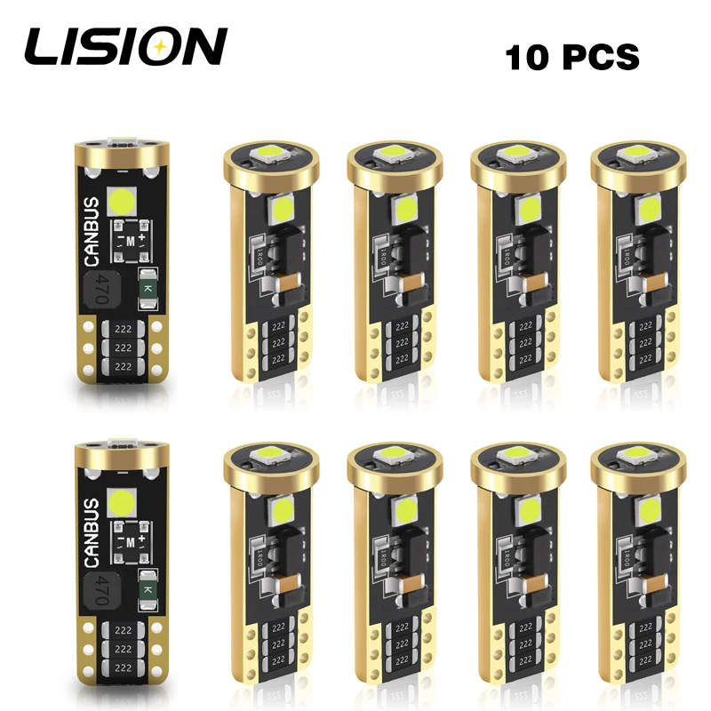 10pcs T10 W5W 194 2825 White 180LM 6000K Non-Polarity Super Canbus Error Free For Position License Plate Clearance Trunk Light