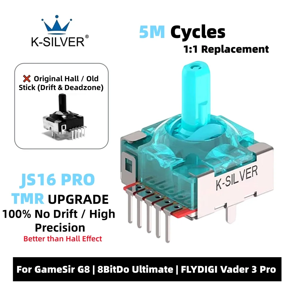 K-SILVER JS16 PRO TMR Joystick For GameSir G8 Hall Effect Stick Replacement No Drift For 8BitDo Ultimate & FLYDIGI Vader 3 Pro