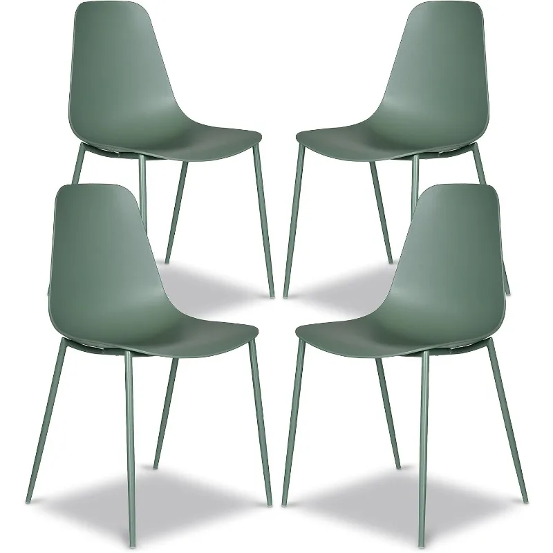 POLY & BARK Isla Modern Kitchen Chairs Set of 4 - Plastic Dining Chair with Metal Legs - Quick Assembly Simple Cafe Chairs Plast