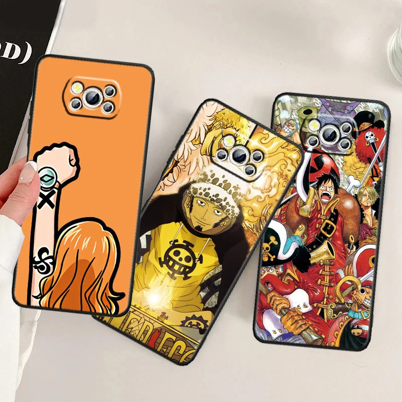 Hot One Piece Anime Luffy For Xiaomi Mi Poco F5 F4 F3 X6 X5 X4 X3 M6 M5 M5S M4 M3 C65 Pro GT NFC 5G Black TPU Phone Case