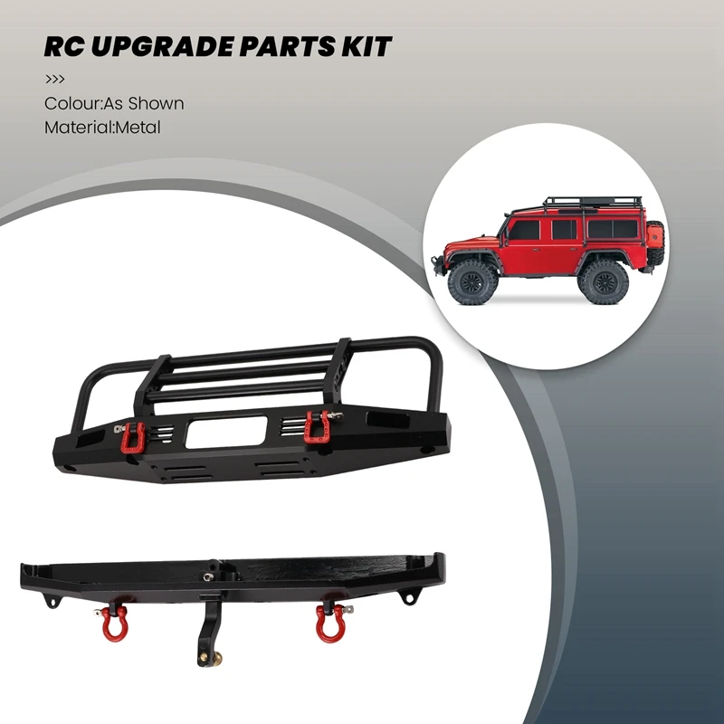 RC Car Metal Front Bumper With Led Light And Rear Bumper For 1/10 RC Crawler TRX-4 TRX-4 Axial SCX10 Upgrade Parts