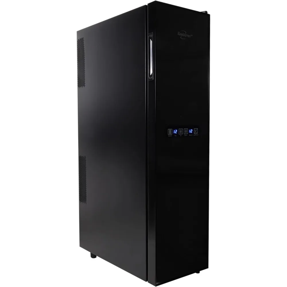 Bottle Slim Dual Zone Wine Cooler, Black Thermoelectric Wine Fridge, 1.9 cu. Ft (53L) Freestanding Wine Cellar, Red, White